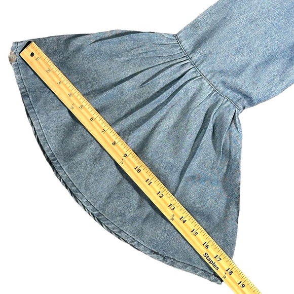 Boohoo Jennifer Flute Sleeve Denim Top Dark Blue Size US 8 UK 12 - Picture 8 of 14